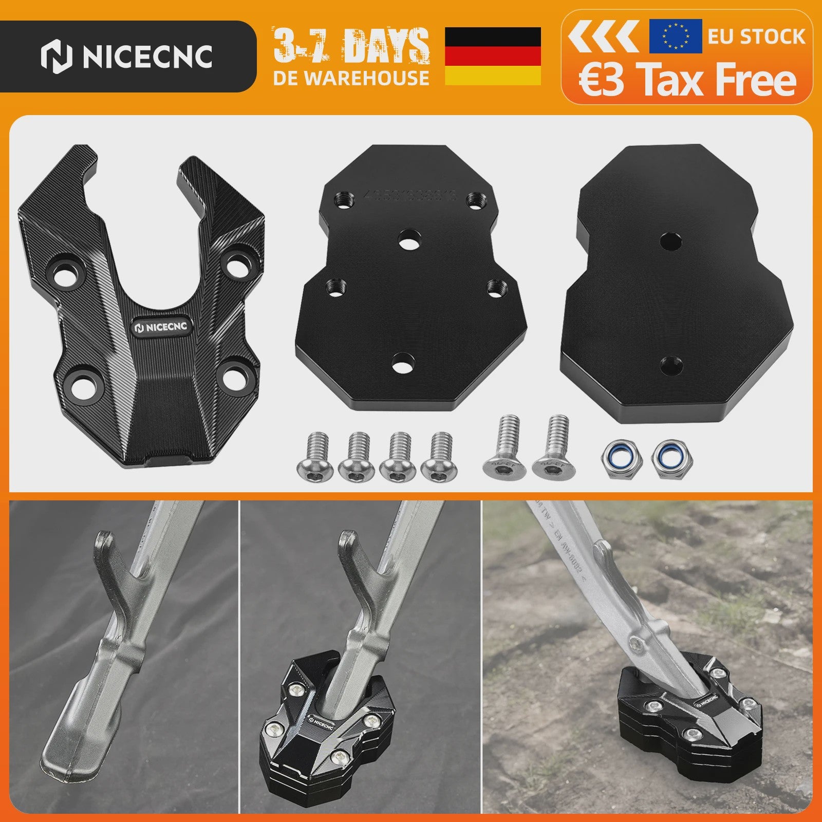 Kickstand Verbreding voor BMW R1300GS/GSA (2024-2025) - Verhoogt Stabiliteit