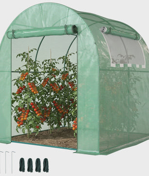 Outsunny Kweekkas 180x180x200 cm met Roldeur en Mesh Raam