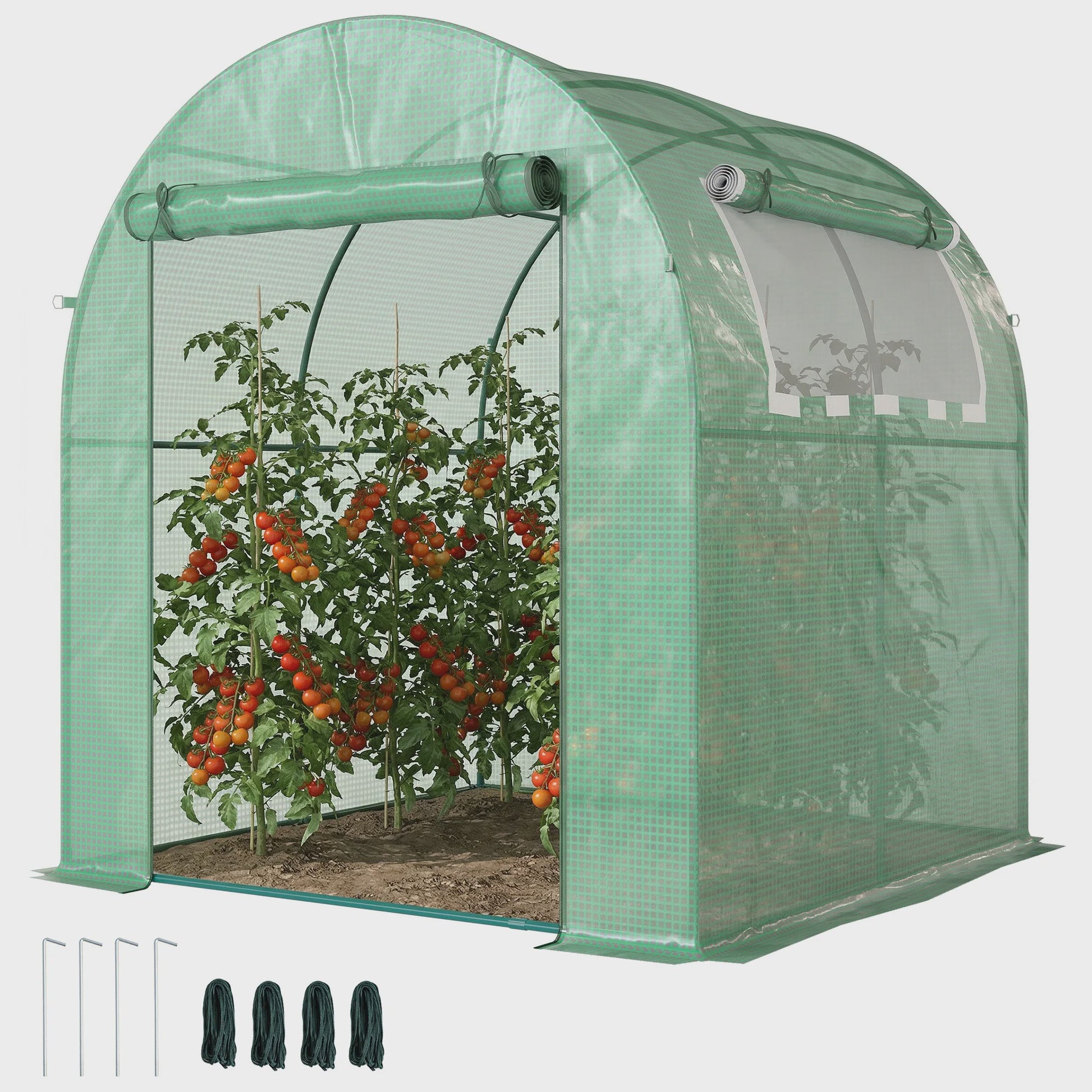 Outsunny Kweekkas 180x180x200 cm met Roldeur en Mesh Raam