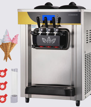 Professionele IJsmachine 22-30L/U - 2200W Soft Serve Machine met 2x6L Hoppers
