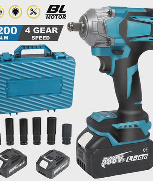 Krachtige 1200Nm Brushless Accu-slagmoersleutel 1/2" met LED, 8 standen, compatibel met Makita 18V accu