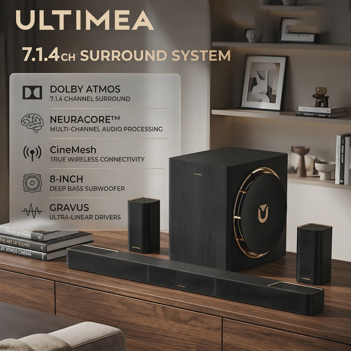 ULTIMEA Skywave X60 Soundbar: 7.1.4 Dolby Atmos Surround met Draadloze Subwoofer