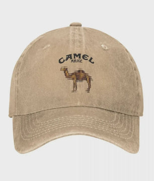 Vintage Trucker Cap met Camel Print - Verstelbaar en Washed Look