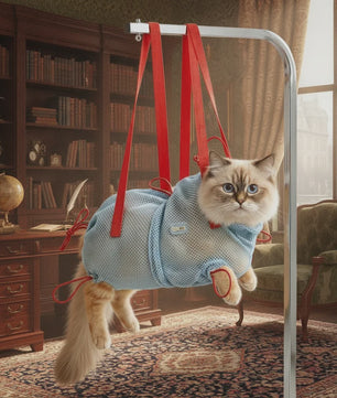 Ademende Mesh Kattenwaszak - Verstelbaar & Anti-Kras voor Grooming & Verzorging