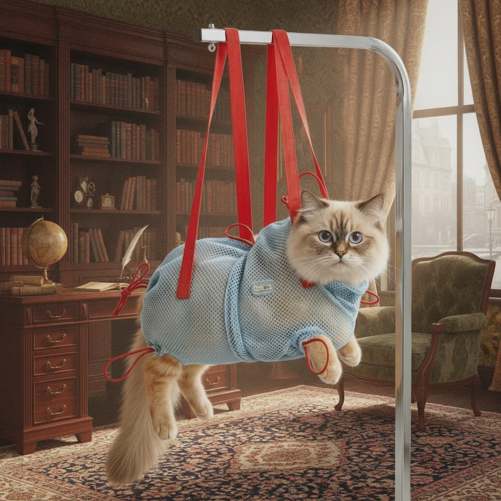 Ademende Mesh Kattenwaszak - Verstelbaar & Anti-Kras voor Grooming & Verzorging