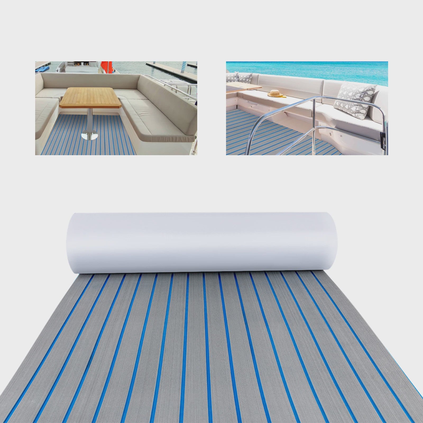 EVA Bootdekmat Antislip 240x60/90cm - Waterdicht Faux Teak Vloerbedekking