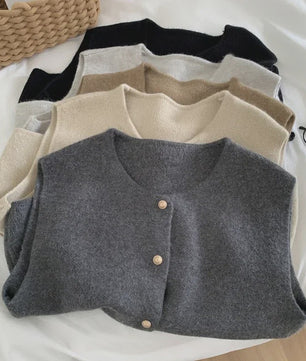 Elegante Gebreide Vest Dames - Mouwloos Vest met Knopen