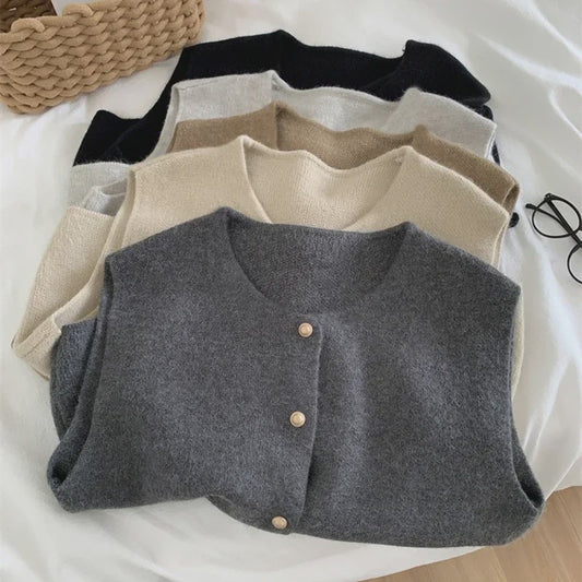 Elegante Gebreide Vest Dames - Mouwloos Vest met Knopen