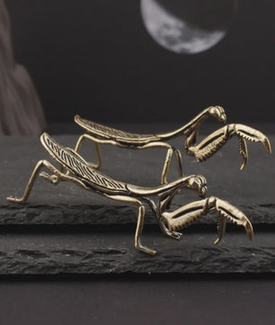 Miniatuur Koperen Insect Beeldjes: Bidsprinkhaan, Libelle, Bij & Krekel - Feng Shui Decoratie