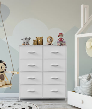 JHK Kinder Kledingkast met 8 Stoffen Lades - Stalen Frame Opbergkast voor Slaapkamer
