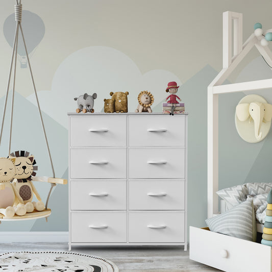 JHK Kinder Kledingkast met 8 Stoffen Lades - Stalen Frame Opbergkast voor Slaapkamer
