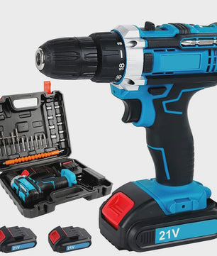 21V Accuboormachine met 45Nm Koppel - Draadloze Schroef- en Klopboormachine met Lithium-Ion Batterij