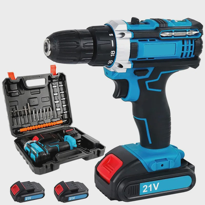21V Accuboormachine met 45Nm Koppel - Draadloze Schroef- en Klopboormachine met Lithium-Ion Batterij