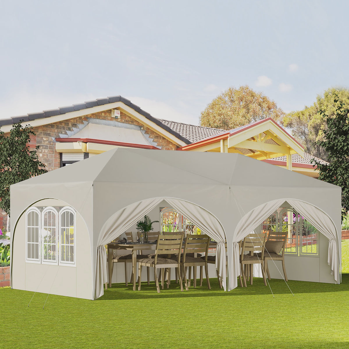 Inklapbaar Paviljoen 3x6m met 6 Zijwanden - Waterdicht, UV-bescherming & Draagtas