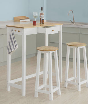 Compacte Bartafel Set met 2 Krukken, Lade en Haken - Ideaal voor Keuken en Bistro