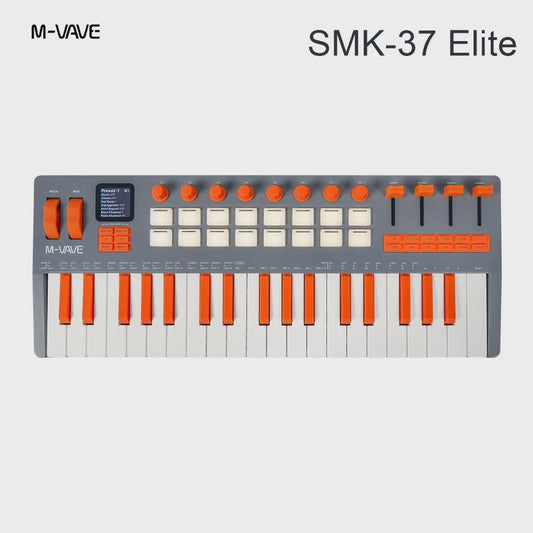 M-VAVE SMK-37 MIDI Keyboard Controller: 37 Velocity Keys, 16 RGB Pads, Bluetooth