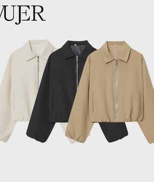 Dames Cropped Bomberjack - Lichtgewicht Demi-Season Jas met Rits