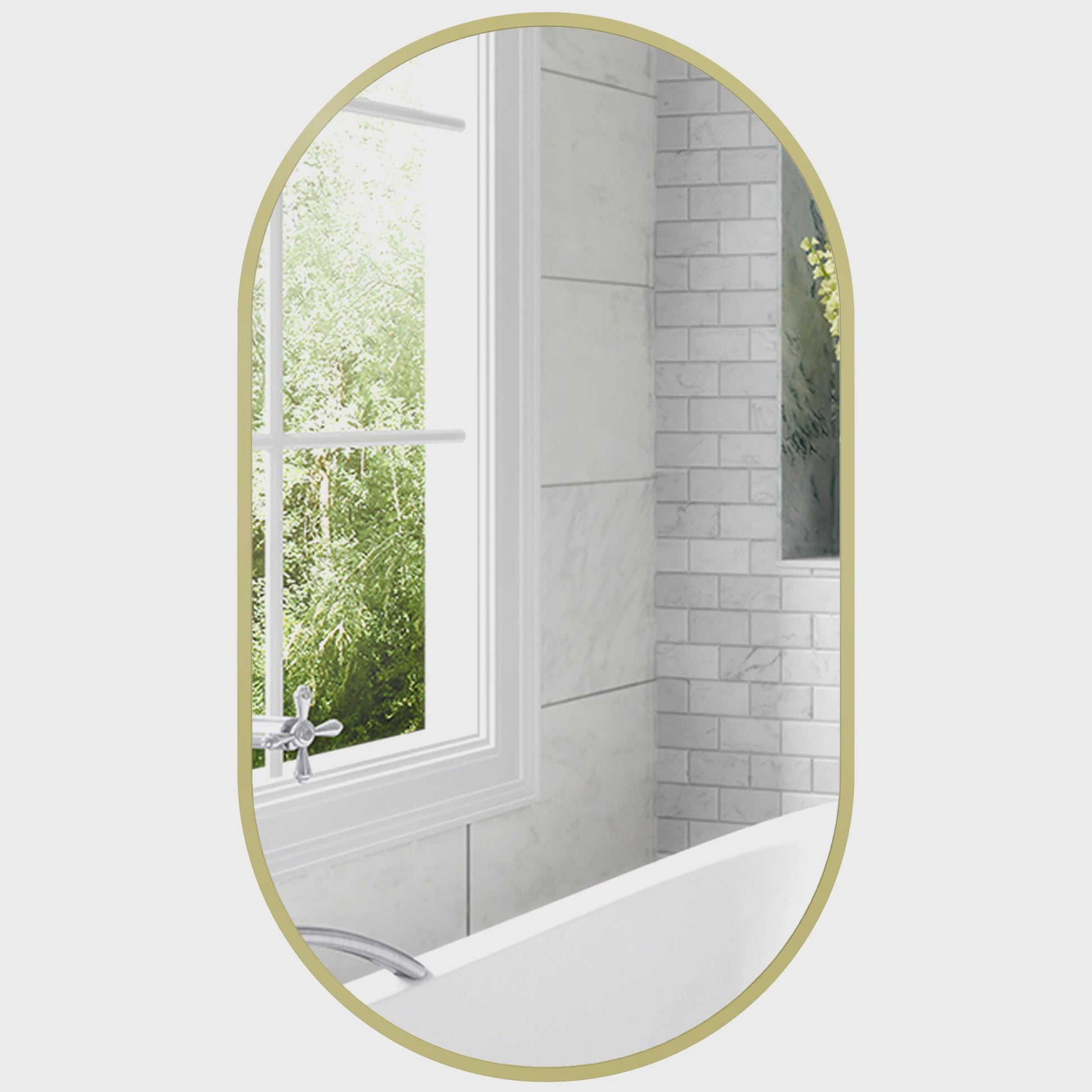 Gouden Ovalen Wandspiegel met Aluminium Frame - Decoratief en Veelzijdig