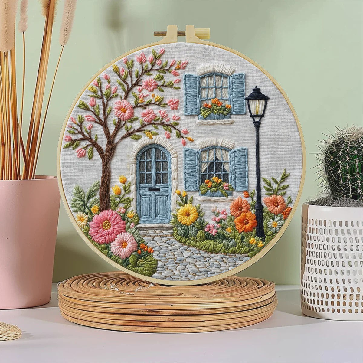 Borduurpakket 'De Tuin voor de Deur' - DIY Handwerk Kit 20x20cm