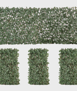 Outsunny 4x Kunsthaag Schutting Klimop - Uitrekbaar Privacy Scherm 200x100cm Groen