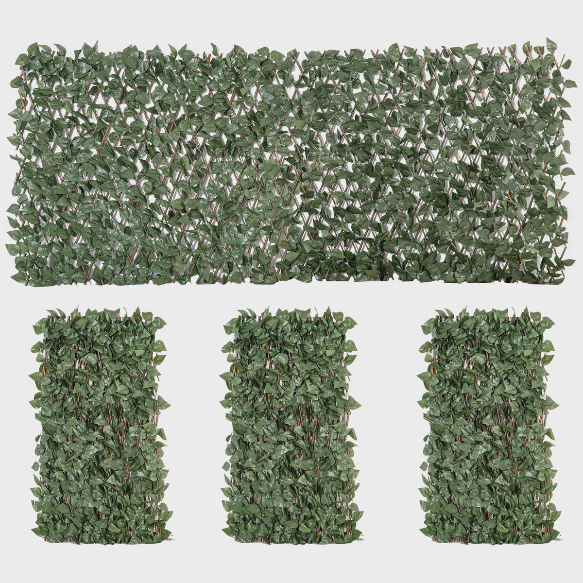 Outsunny 4x Kunsthaag Schutting Klimop - Uitrekbaar Privacy Scherm 200x100cm Groen