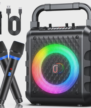 T18 Draagbare Bluetooth Speaker met Microfoon, Karaoke Machine & LED Verlichting