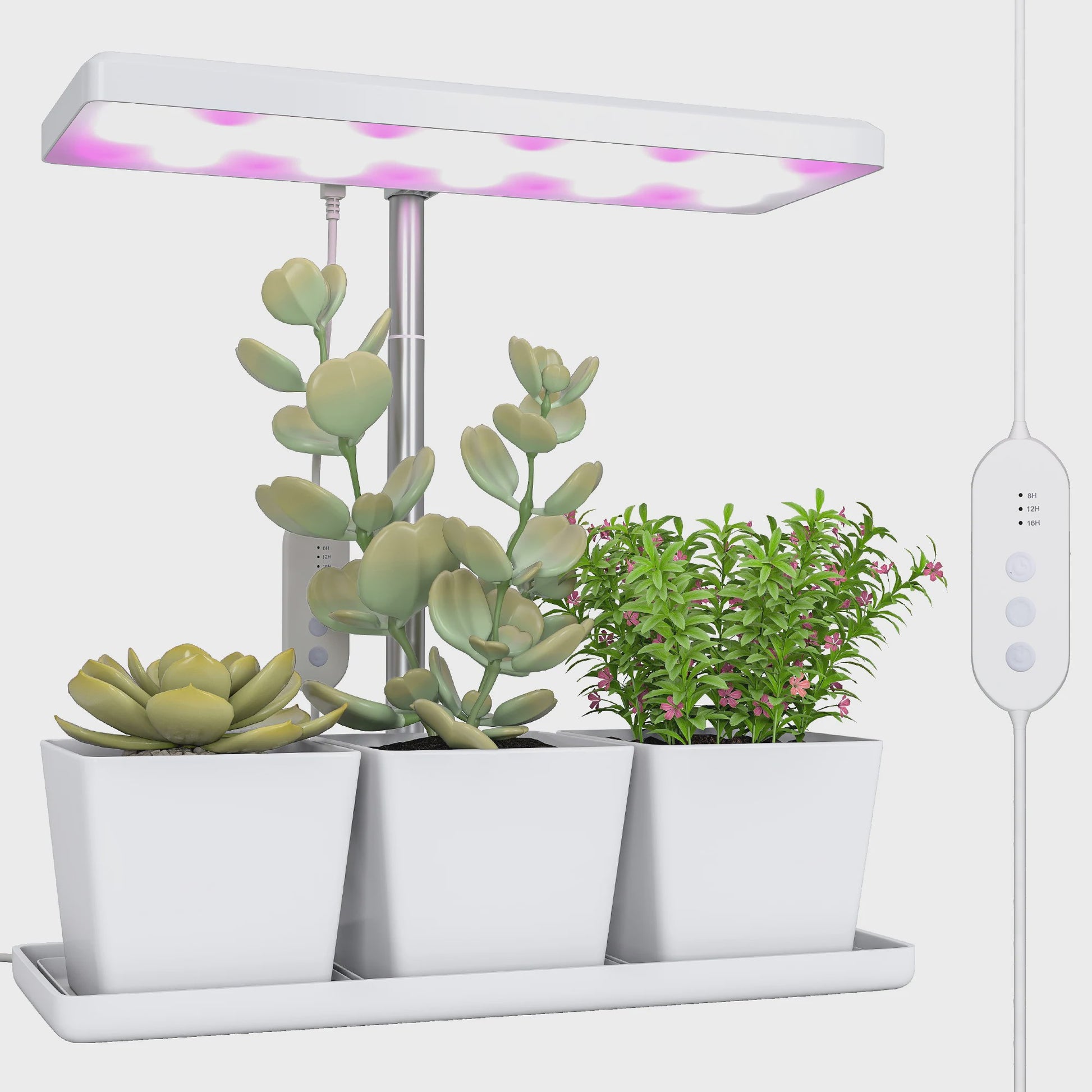 Outsunny Groeilamp voor Binnenplanten - 30 LED's, Volledig Spectrum, In Hoogte Verstelbaar met Timer