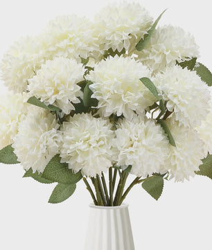 Kunstboeket Chrysant Ballen - 12 stuks