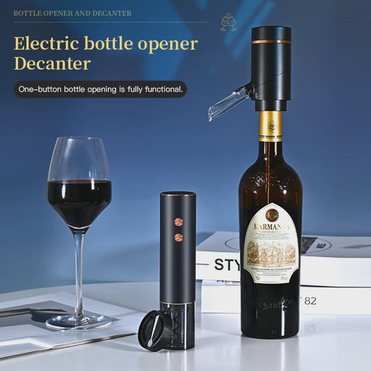 Elektrische Wijnopener en Decanteer Set - Automatische Vacuümpomp & Snelle Schenker