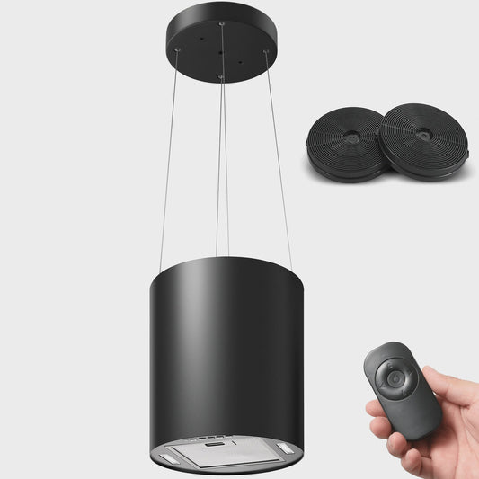 SNDOAS Zwarte Eiland Afzuigkap 35cm - 700m³/u - Circulatie met Koolstoffilter & LED Verlichting