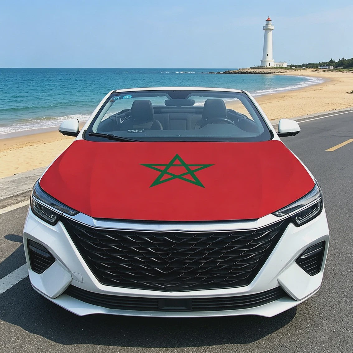 Marokkaanse Vlag Motorkap Cover - Unieke Autodecoratie