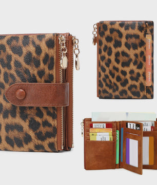 Dames Portemonnee met Luipaardprint - Compact & Ruim met Dubbele Rits