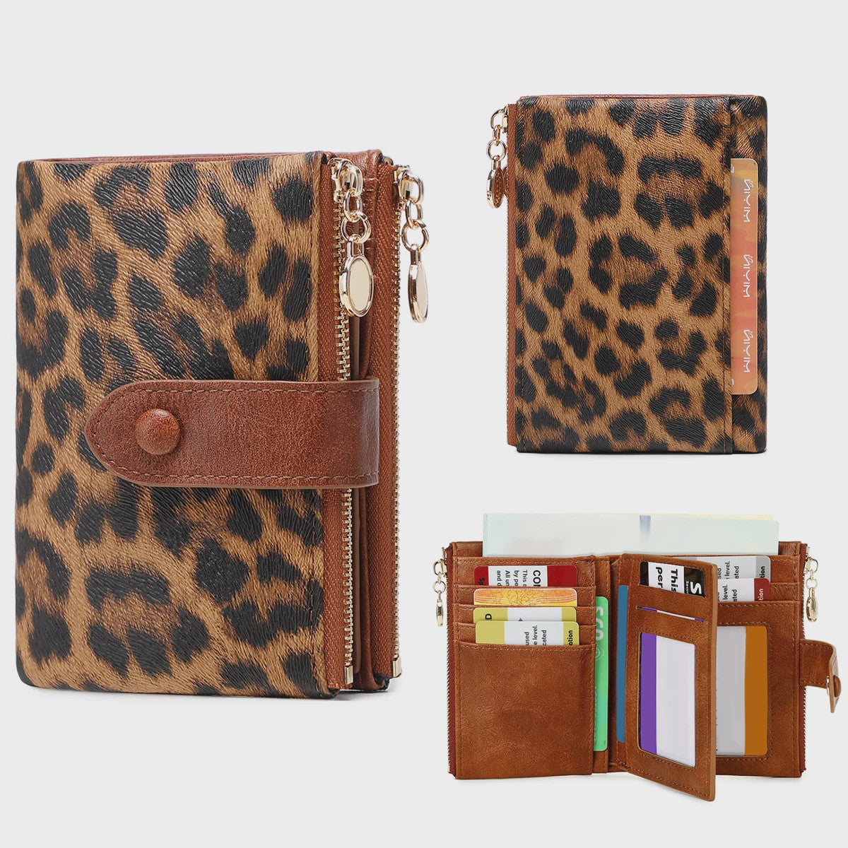 Dames Portemonnee met Luipaardprint - Compact & Ruim met Dubbele Rits