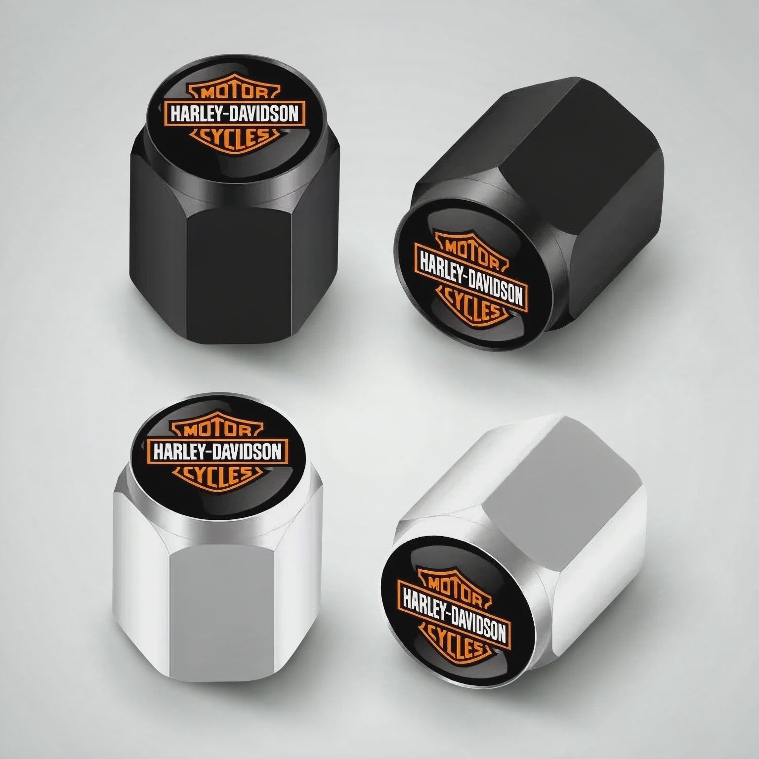 Set Aluminium Ventieldopjes Anti-diefstal voor Harley Davidson Motorfietsen (Softail, Sportster)