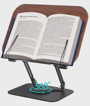 Verstelbare Boekenstandaard met 360° Draaibare Voet & Page Clips - Ideaal voor Lezen, Koken, Laptop & Tablet