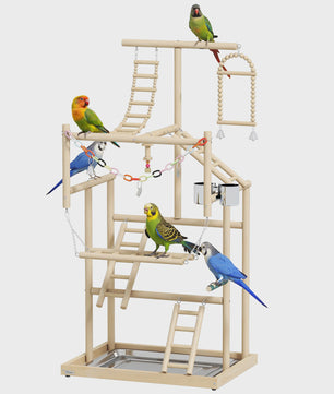 PawHut Vogel Speeltuin met Speeltjes, Schommel en Voerbak - 48x38x95 cm