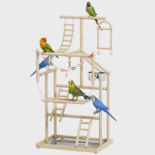 PawHut Vogel Speeltuin met Speeltjes, Schommel en Voerbak - 48x38x95 cm