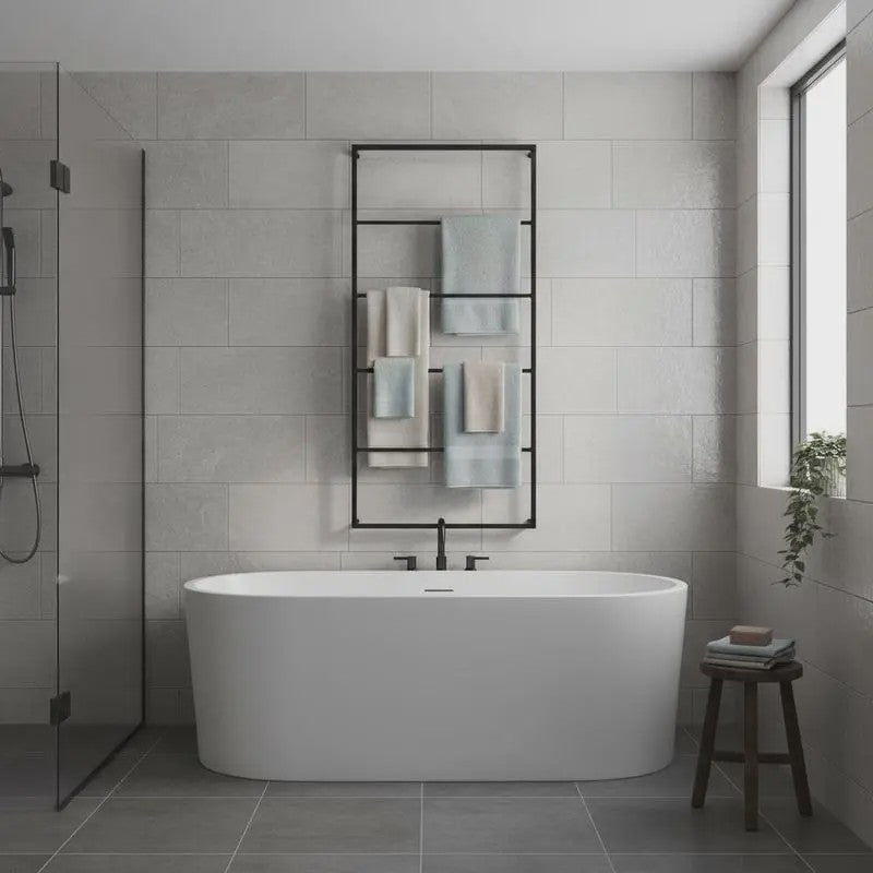 Stijlvolle Wandgemonteerde Handdoekhouder 60x10x116 cm - Stabiel Staal voor Badkamer & Toilet