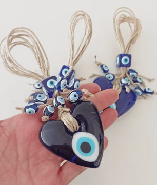 Blauw Turks Oog Hanger met Touw - Decoratie voor Auto, Muur & Huis