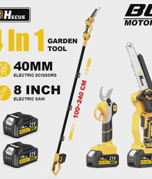 Hecus 4-in-1 Telescopische Snoeischaar & Kettingzaag - Borstelloos, voor Makita 18V Accu