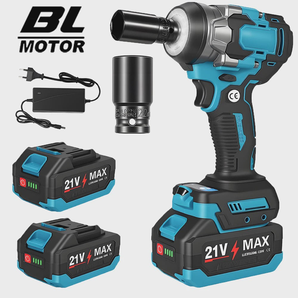 Krachtige Accu Slagschroevendraaier 1200Nm - Borstelloos, 5 Versnellingen, 1/2" Aansluiting, Compatibel met Makita 18V Batterijen