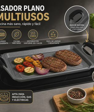 Rechthoekige Grillpan met Anti-aanbaklaag - Geschikt voor Gas, Inductie & Elektrisch