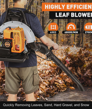 Krachtige Benzine Backpack Bladblazer 63CC 2-Takt - 2.7KW - Professioneel Tuinonderhoud