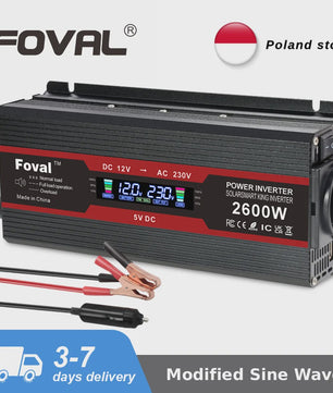 Krachtige 1500W-3000W Auto Omvormer (DC12V/24V naar AC230V) met LCD, USB & EU-stopcontact