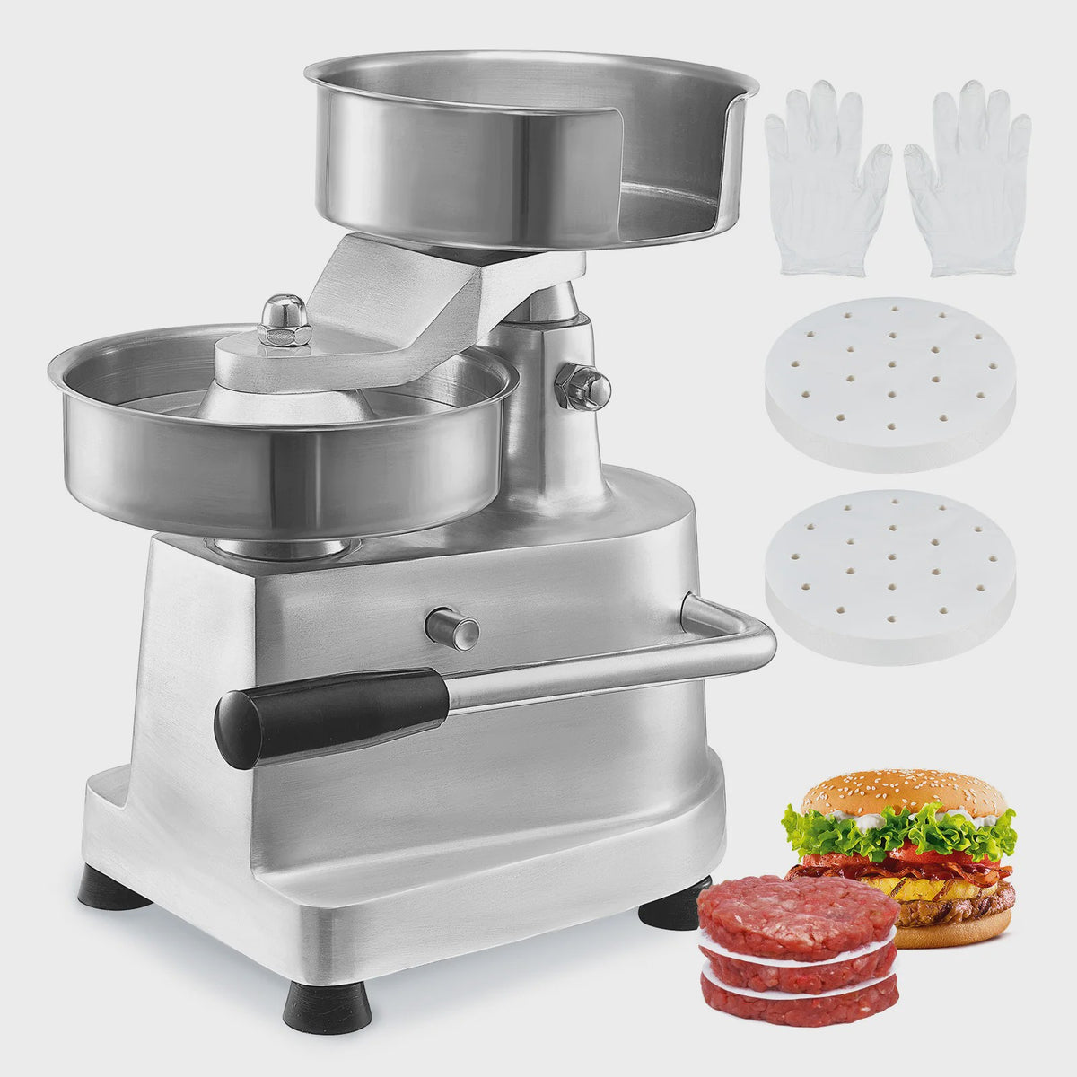 Professionele Burger Patty Maker - 6 Inch Roestvrij Staal - Horeca Kwaliteit