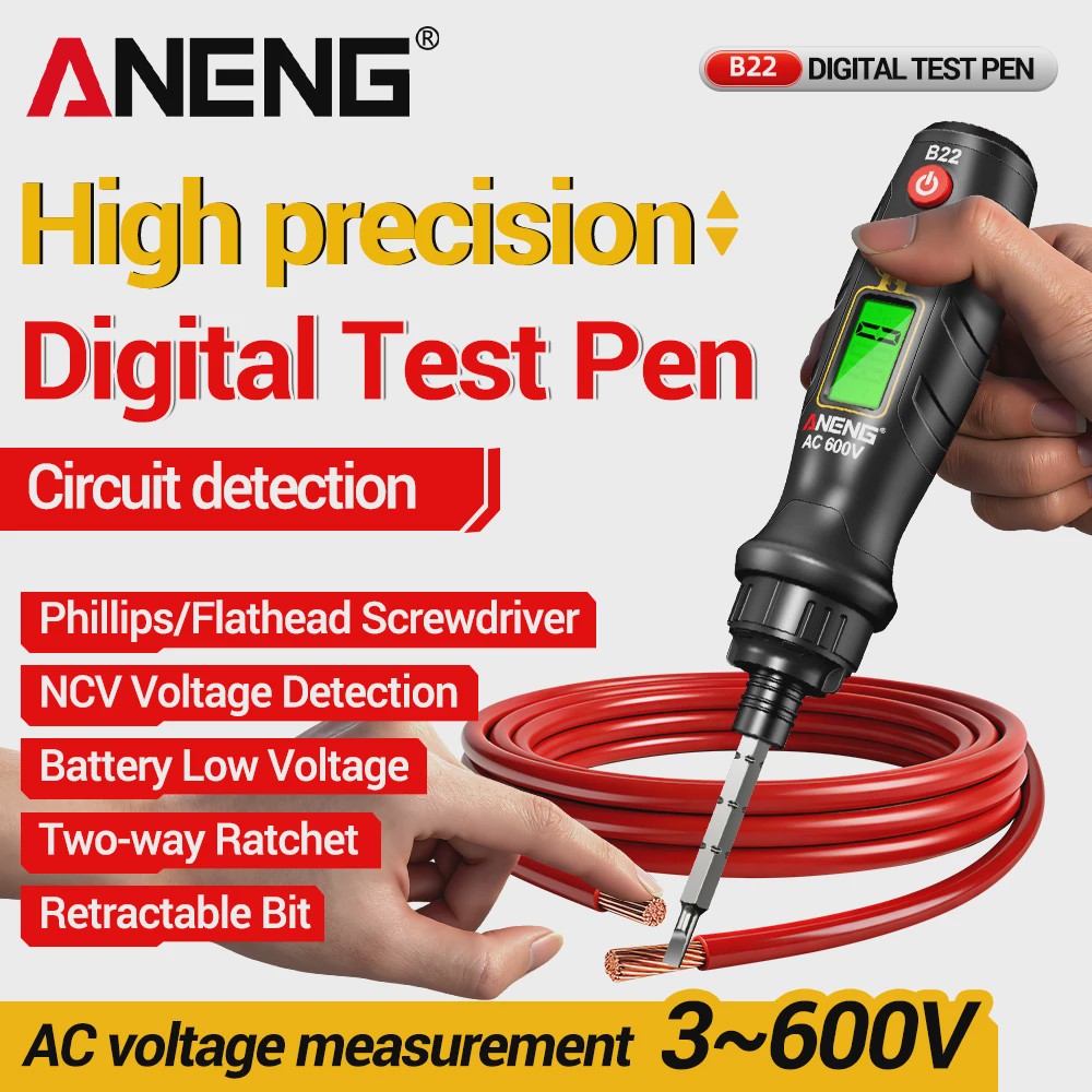 ANENG B22 Spanningsmeter Pen: Non-Contact Detector met LCD & NCV Functie