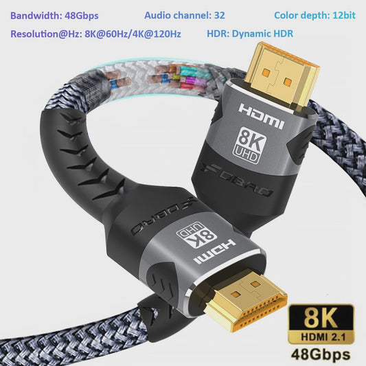 HDMI 2.1 Kabel 8K@60Hz & 4K@120Hz - 48Gbps, eARC, HDR voor PS5, PC, Laptop