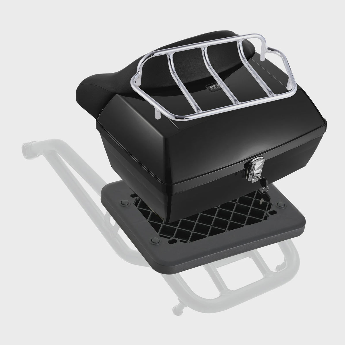 Motor Top Case Zwart 48L - Waterdicht PP Materiaal met Reflectiepaneel