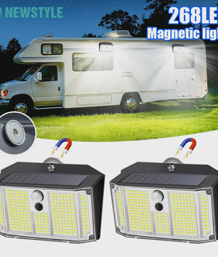 Magnetische Solar Wandlamp met Bewegingssensor - 268 LED, IP65 Waterdicht, 3 Modi