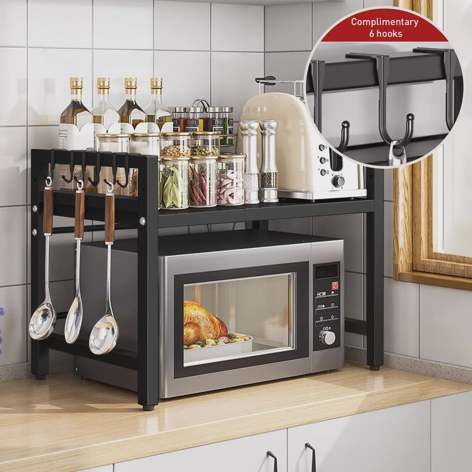 Uitschuifbare Magnetron Planken Organizer - 42-64cm - Vocht- & Roestvrij - Keuken Opbergrek